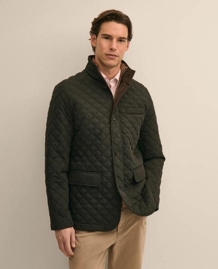 Diamond-Quilted Blazer in Cotton Blend, image 2