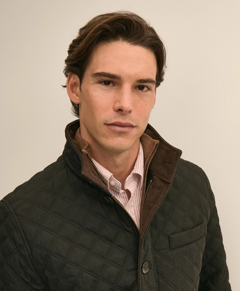 Diamond-Quilted Blazer in Cotton Blend, image 3