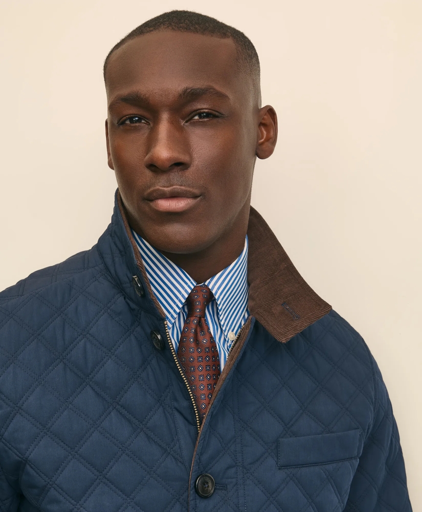 Diamond-Quilted Blazer in Cotton Blend, image 2