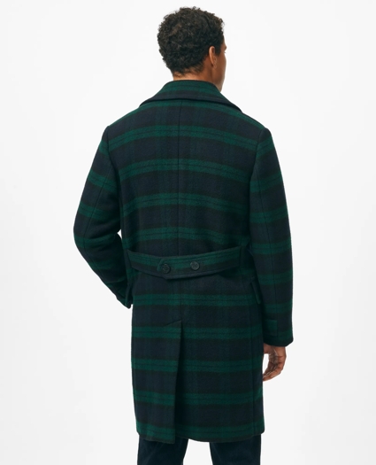 Wool Double-Breasted Black Watch Overcoat, image 3