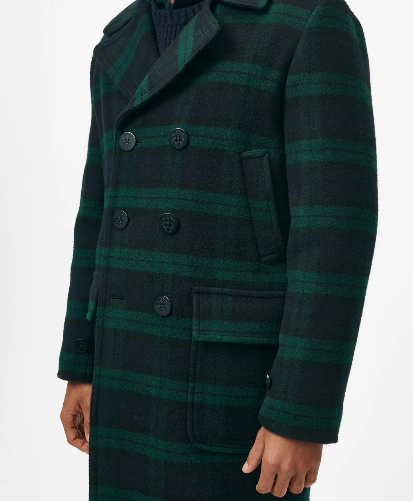 Wool Double-Breasted Black Watch Overcoat, image 4