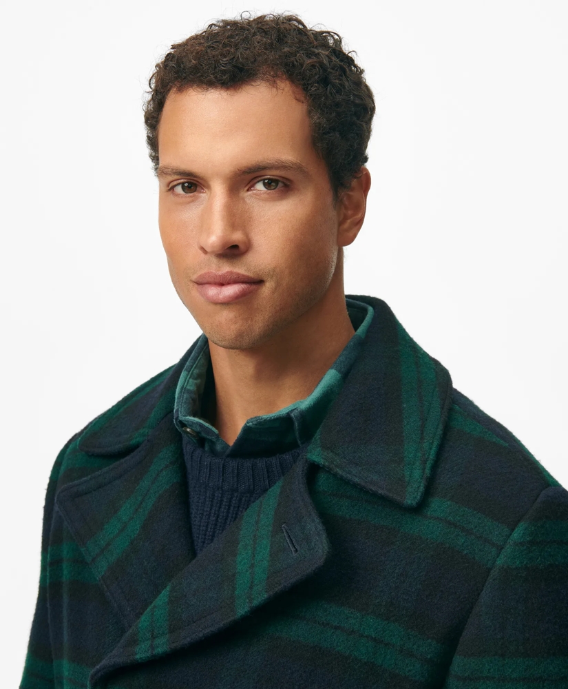 Wool Double-Breasted Black Watch Overcoat, image 5