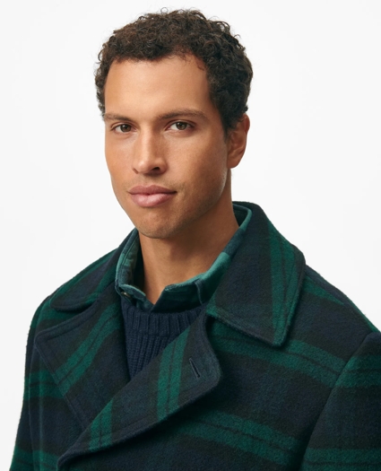 Wool Double-Breasted Black Watch Overcoat, image 5