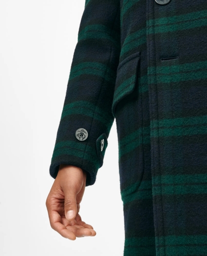 Wool Double-Breasted Black Watch Overcoat, image 6