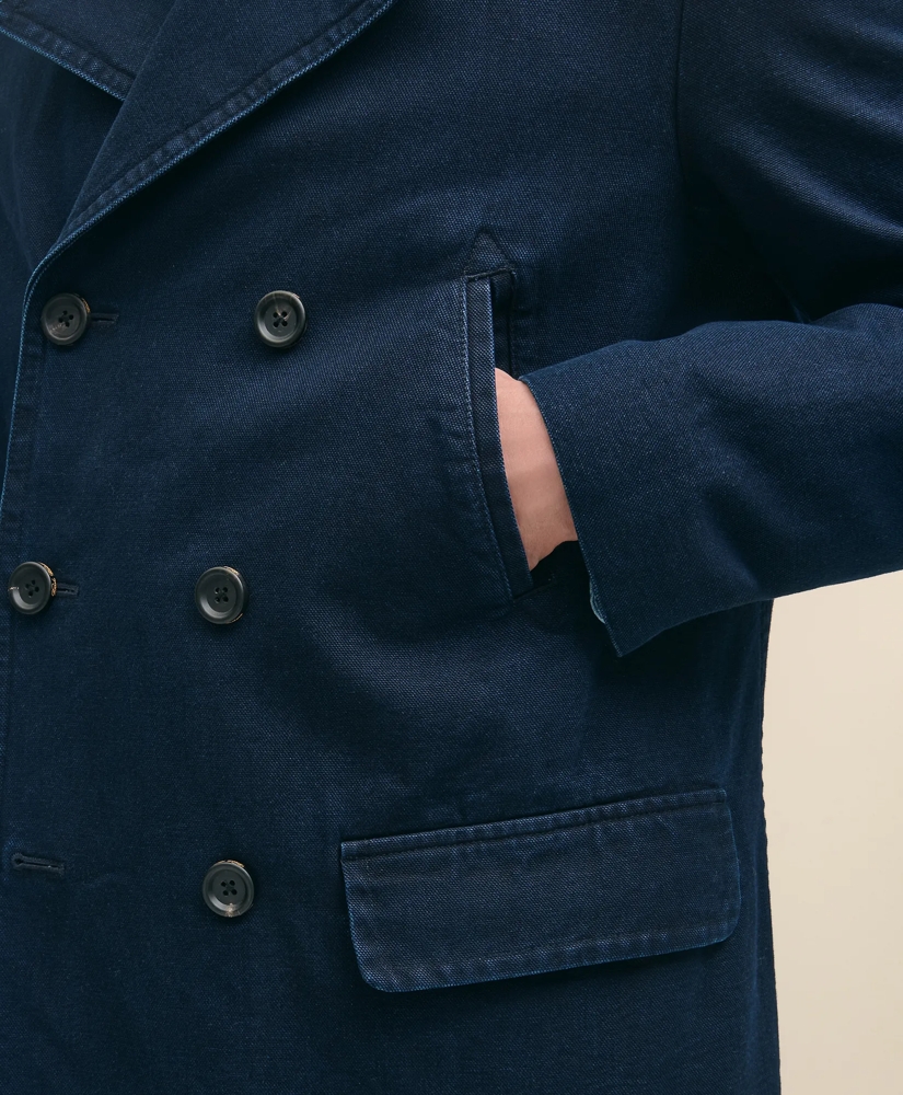 Indigo Peacoat In Cotton Canvas, image 5