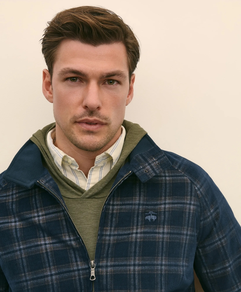 Cotton Bomber Jacket in Plaid Corduroy, image 2