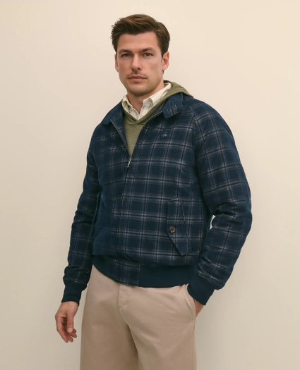 Cotton Bomber Jacket in Plaid Corduroy, image 3