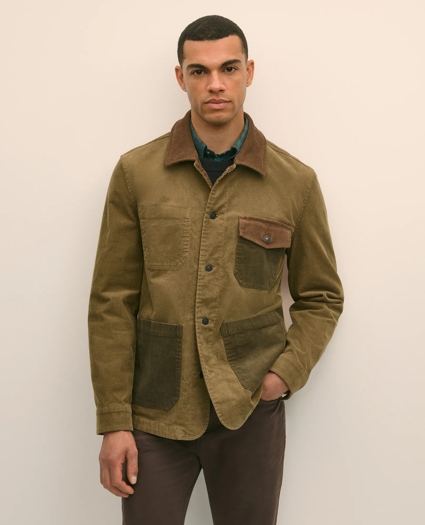 Cotton Blend Chore Coat in Fun Patterned Corduroy, image 1