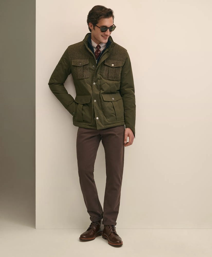 Cotton-Wool Blend Field Jacket With Tweed Accents, Packable Hood, image 2