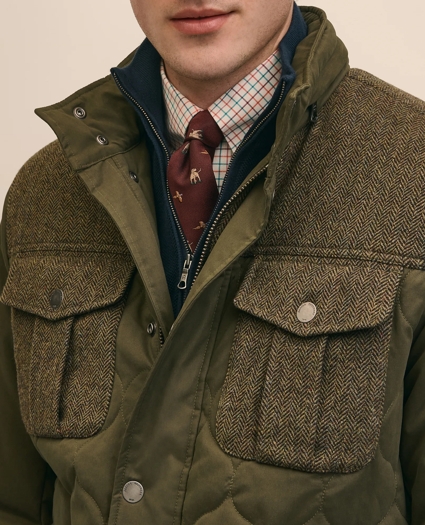 Cotton-Wool Blend Field Jacket With Tweed Accents, Packable Hood, image 3