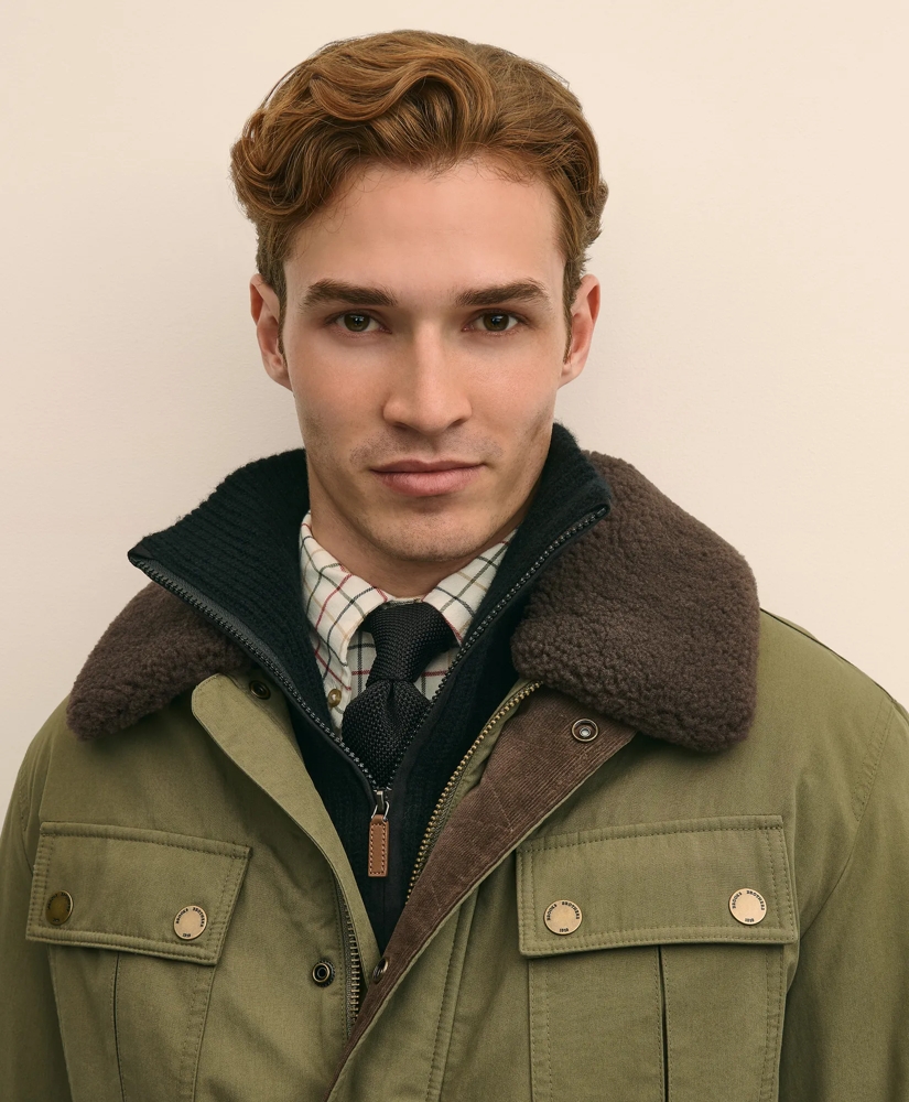 Cotton Field Jacket With Removable Shearling Collar, image 3