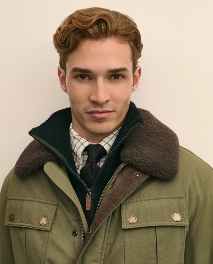 Cotton Field Jacket With Removable Shearling Collar, image 3