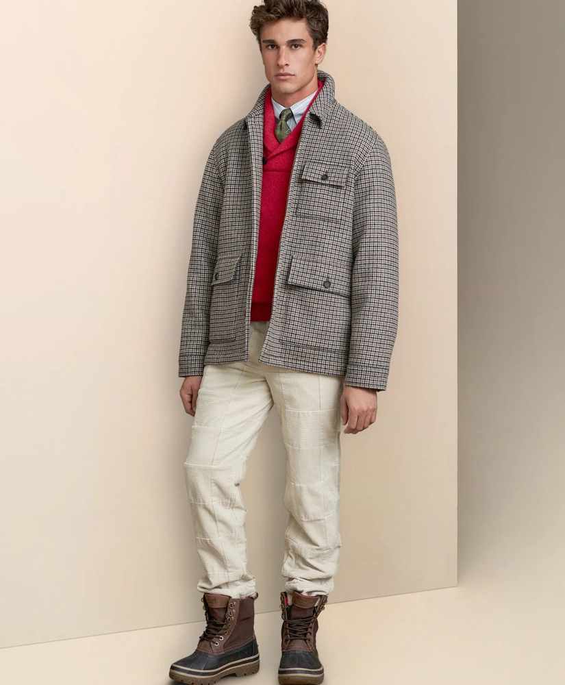 Wool Blend Double-Faced Guncheck Walking Coat