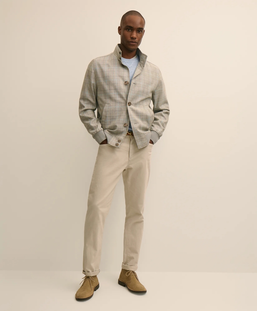 Silk-Wool Glen Plaid Bomber Jacket, image 2