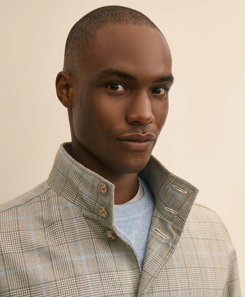 Silk-Wool Glen Plaid Bomber Jacket, image 3