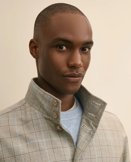 Silk-Wool Glen Plaid Bomber Jacket, image 3