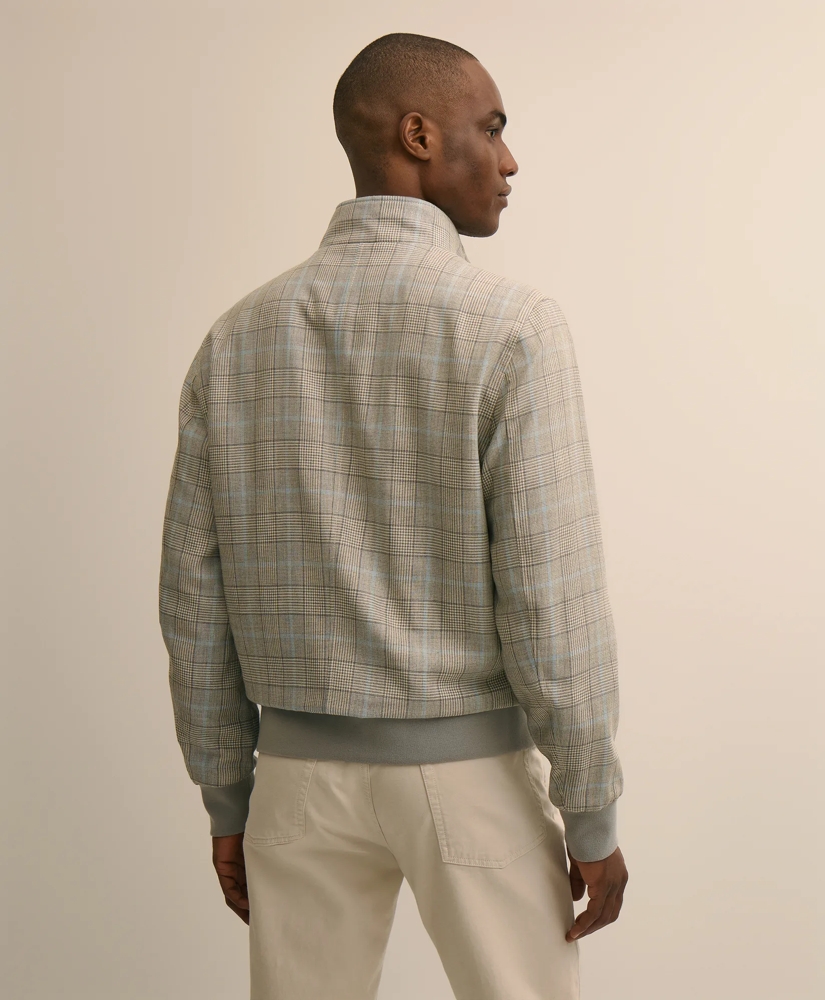 Silk-Wool Glen Plaid Bomber Jacket, image 4