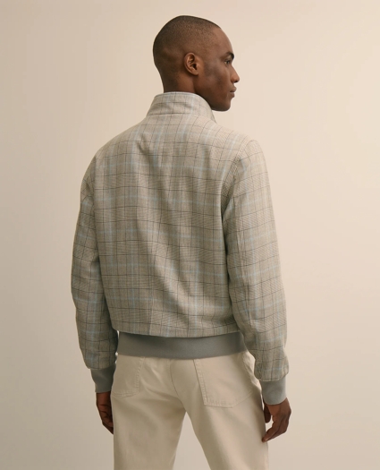 Silk-Wool Glen Plaid Bomber Jacket, image 4