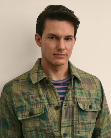 Cotton Patchwork Madras Shirt Jacket, image 3