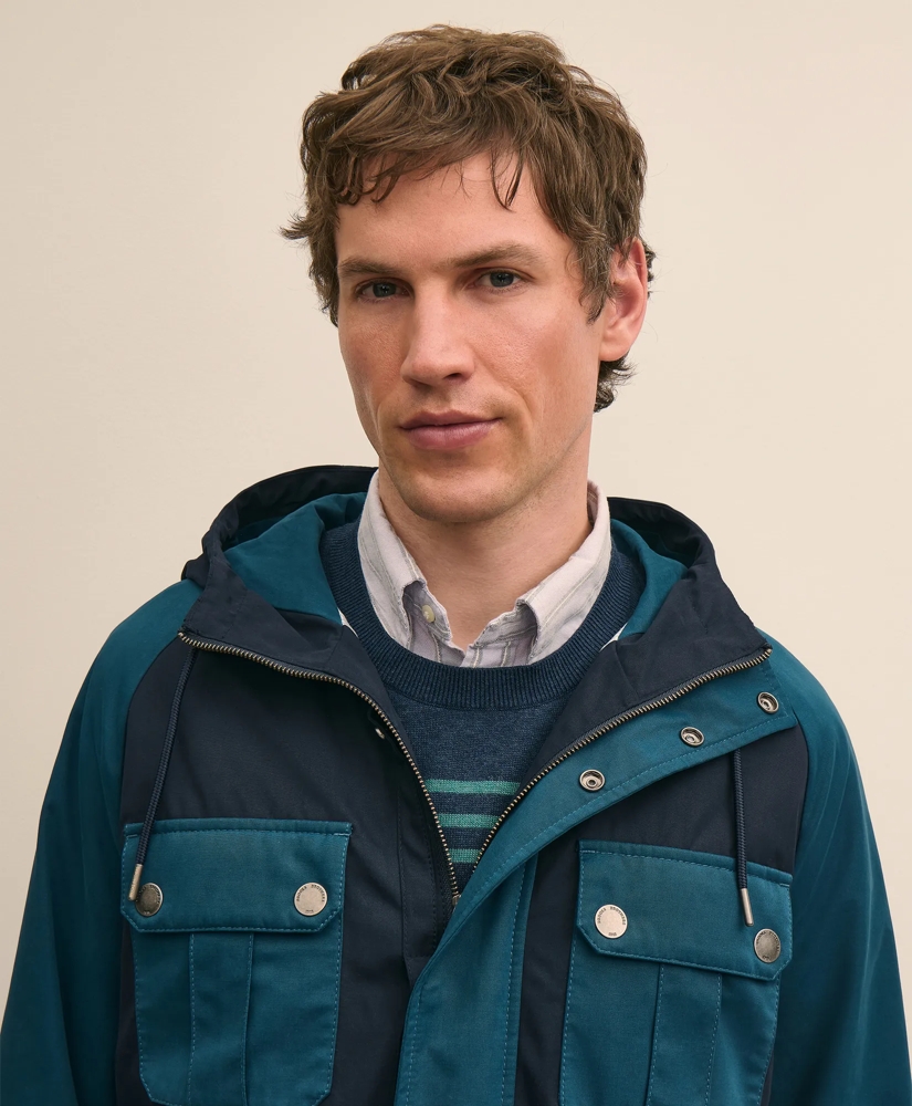 Cotton Blend Water-Repellent Colorblocked Utility Jacket, image 3