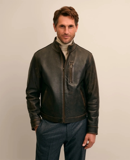 Tumbled Leather Moto Jacket, image 1