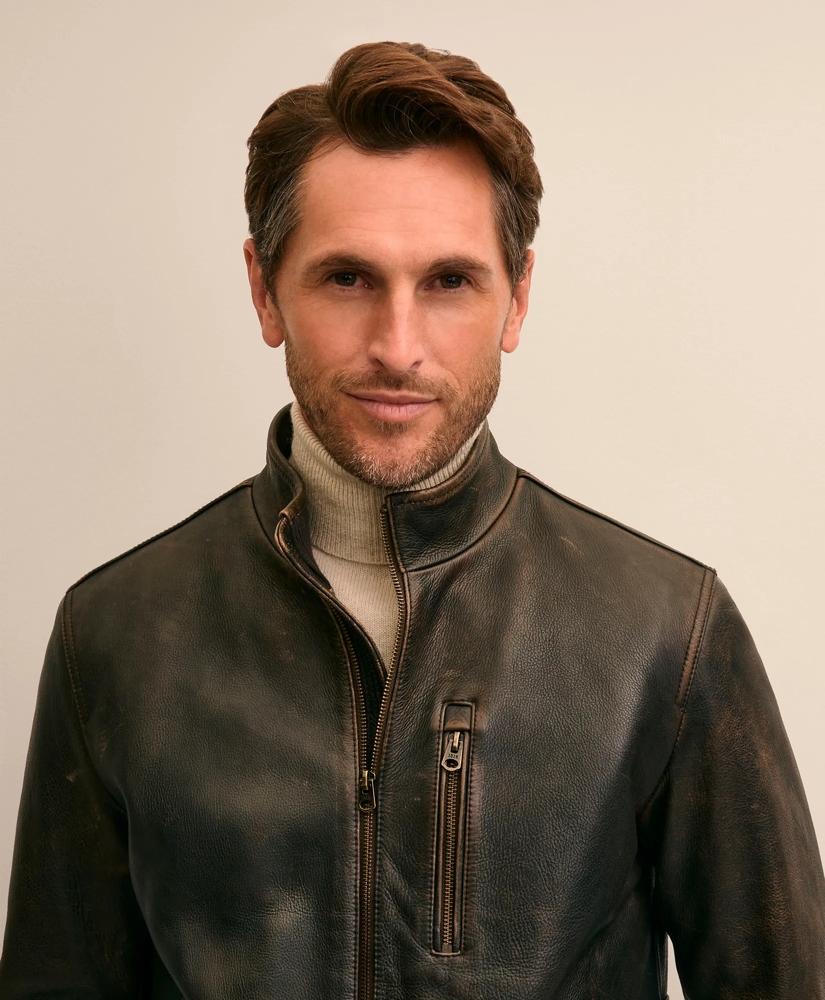 Tumbled Leather Moto Jacket, image 3