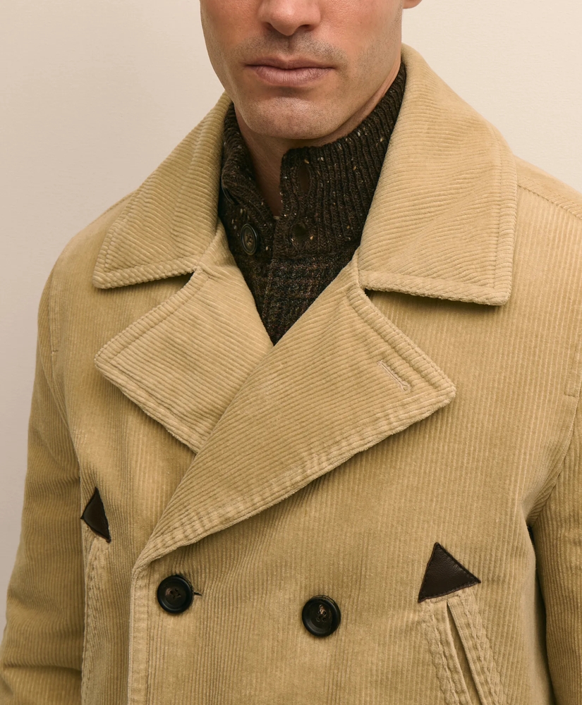 Corduroy Peacoat with Removable Shearling Collar, image 3
