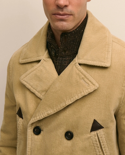 Corduroy Peacoat with Removable Shearling Collar, image 3