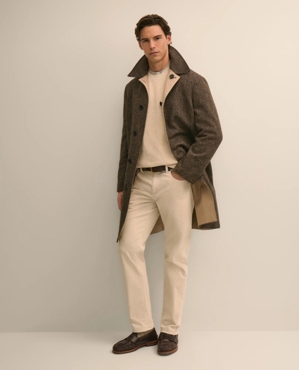 Reversible Wool Herringbone Balmacaan Coat, image 1