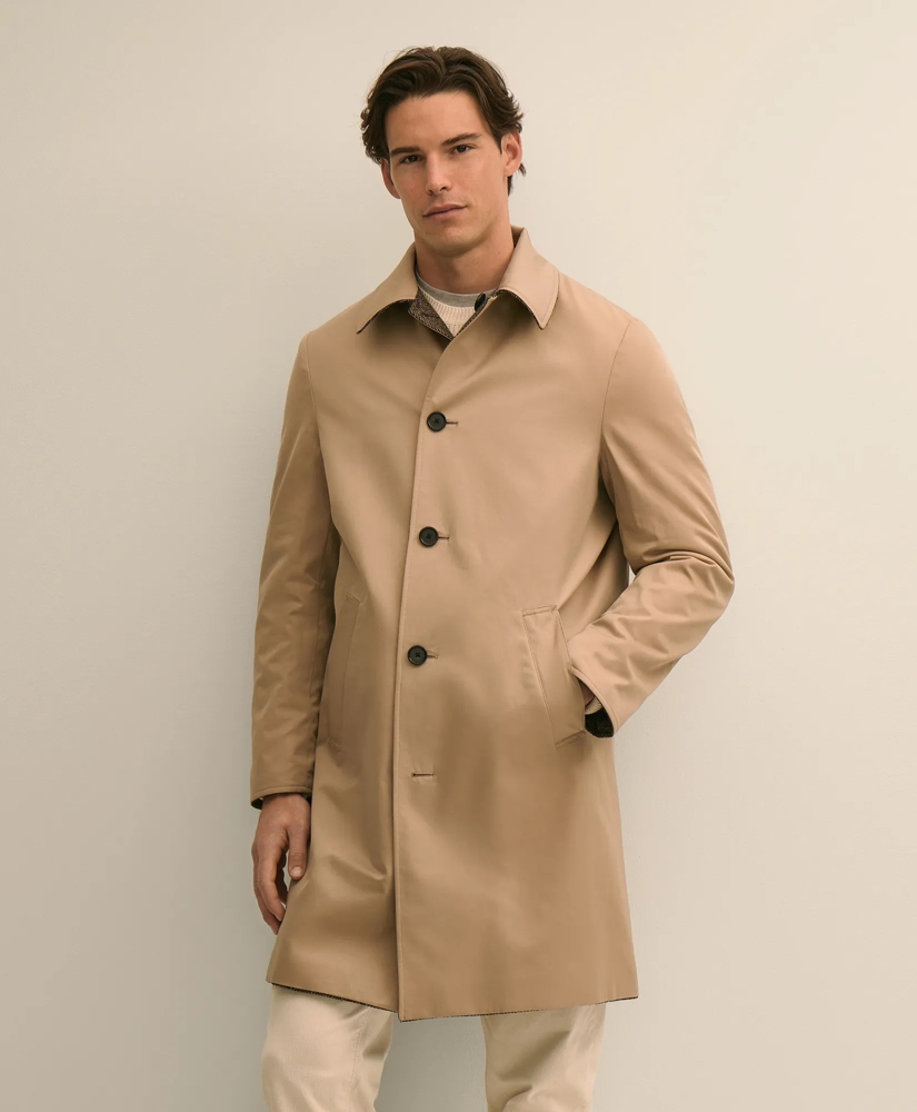 Reversible Wool Herringbone Balmacaan Coat, image 2