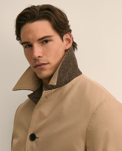 Reversible Wool Herringbone Balmacaan Coat, image 3