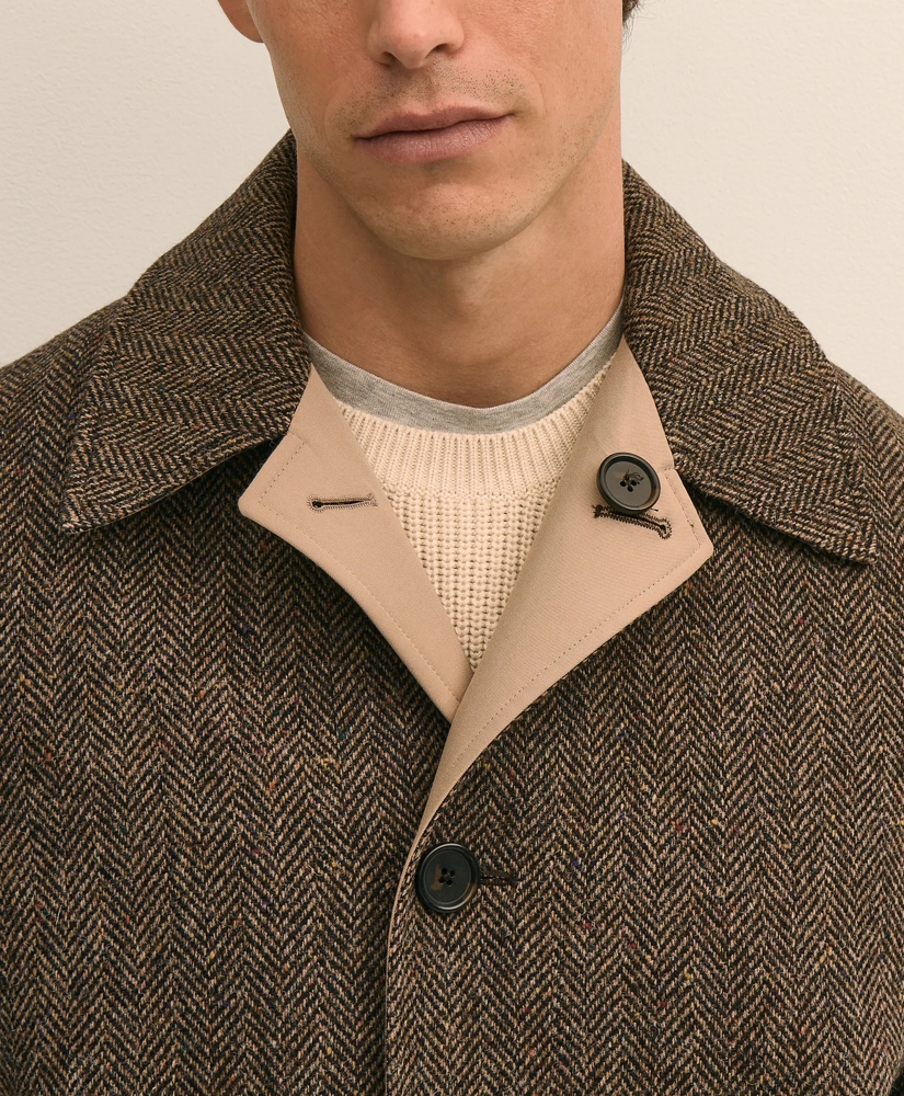 Reversible Wool Herringbone Balmacaan Coat, image 5