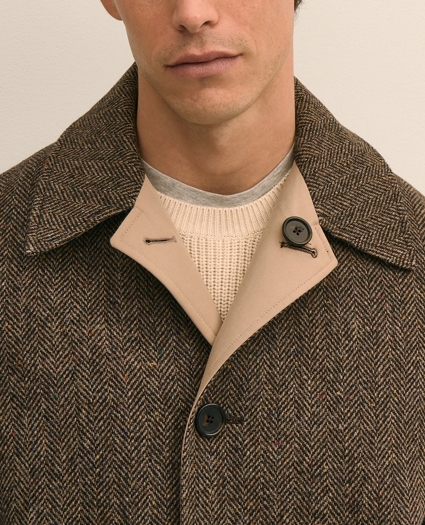 Reversible Wool Herringbone Balmacaan Coat, image 5