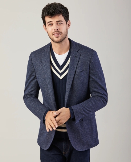 Regent Fit Glen Plaid Cotton-Wool Knit Sport Coat, image 1