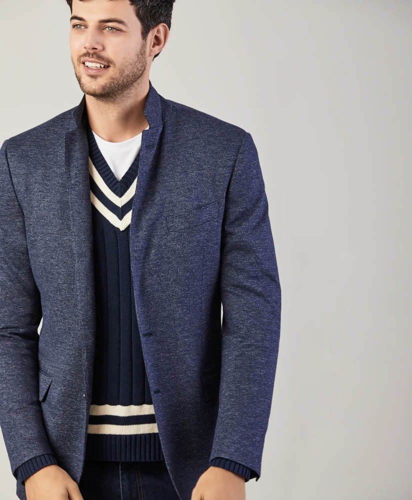 Regent Fit Glen Plaid Cotton-Wool Knit Sport Coat, image 3