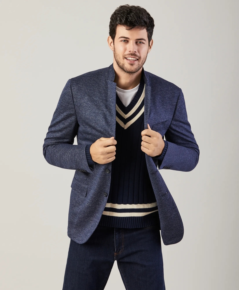 Regent Fit Glen Plaid Cotton-Wool Knit Sport Coat, image 4