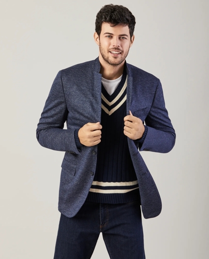 Regent Fit Glen Plaid Cotton-Wool Knit Sport Coat, image 4