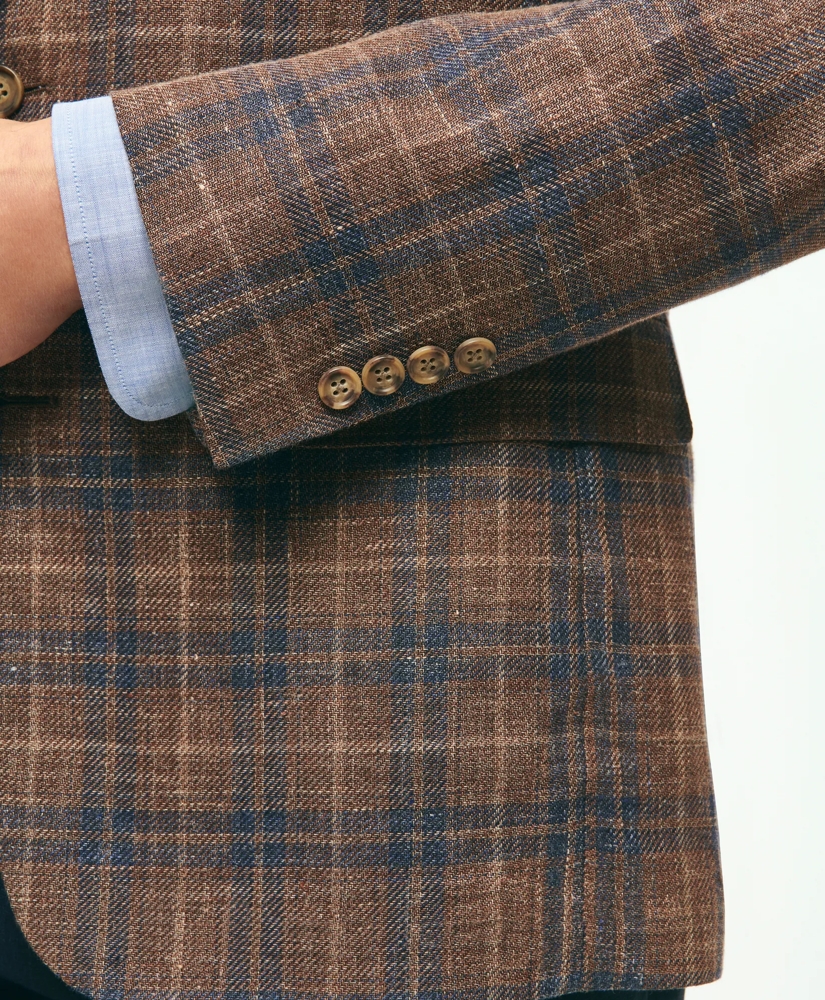 Classic Fit Plaid Hopsack Sport Coat In Linen-Wool Blend, image 4