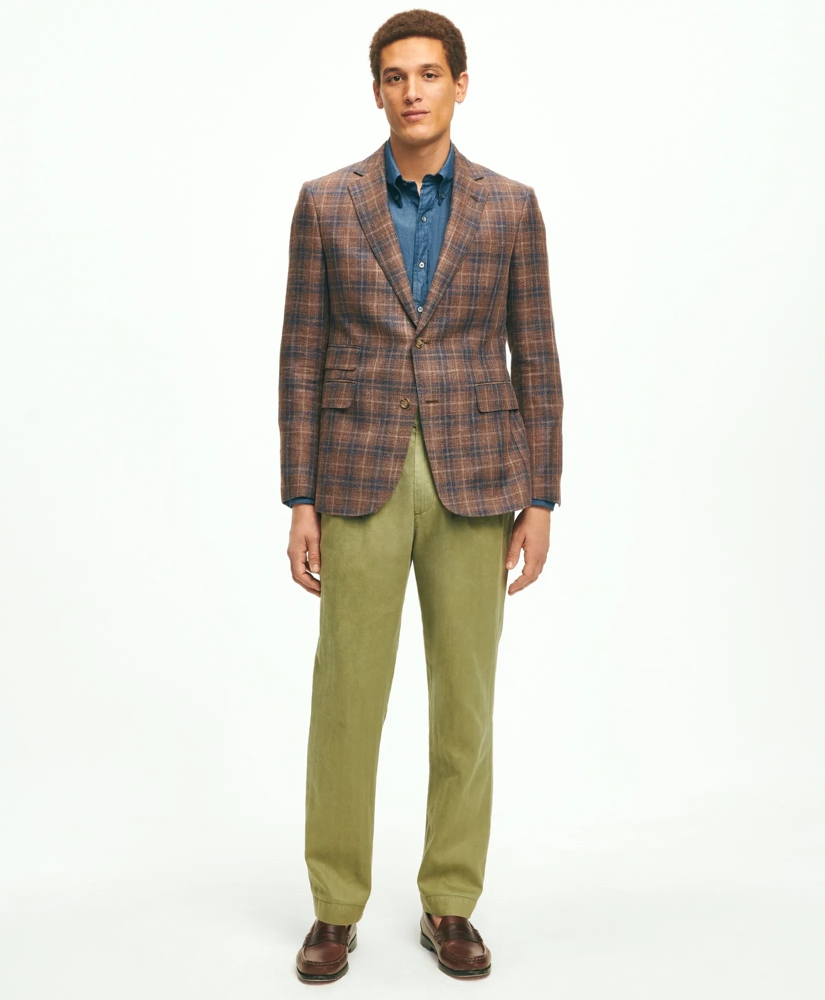 Slim Fit Plaid Hopsack Sport Coat in Linen-Wool Blend, image 2