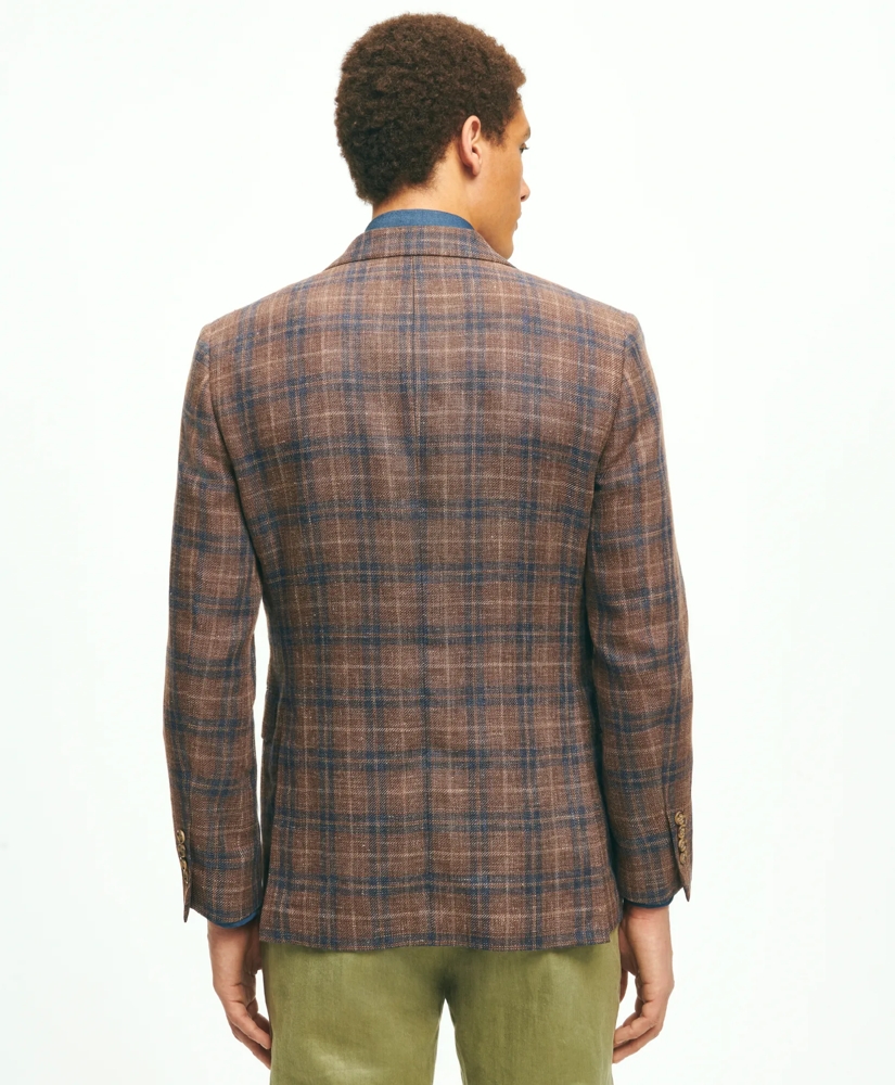 Slim Fit Plaid Hopsack Sport Coat in Linen-Wool Blend, image 4