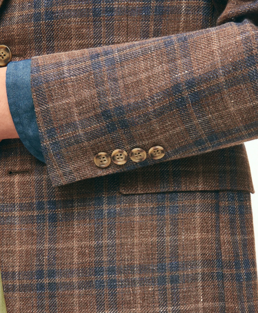 Slim Fit Plaid Hopsack Sport Coat in Linen-Wool Blend, image 5