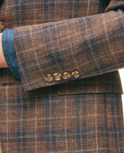 Slim Fit Plaid Hopsack Sport Coat in Linen-Wool Blend, image 5