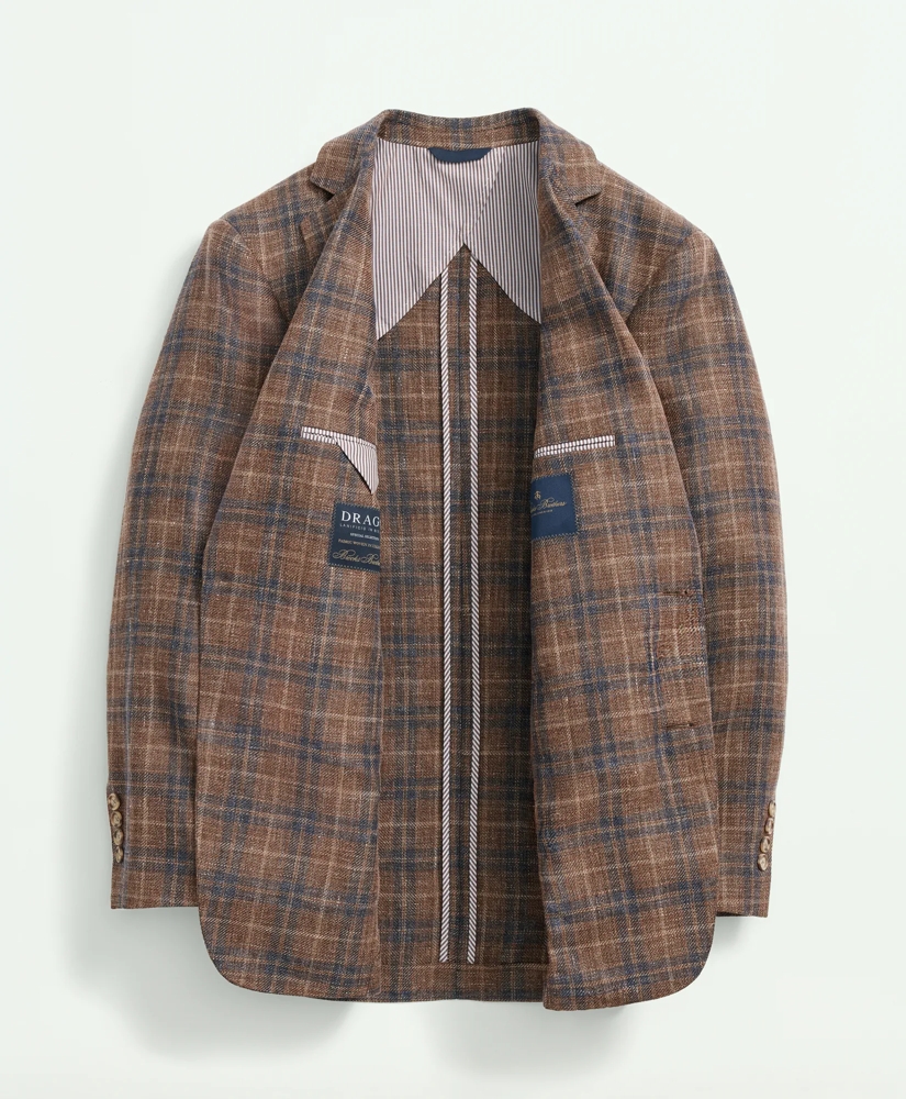 Slim Fit Plaid Hopsack Sport Coat in Linen-Wool Blend, image 6