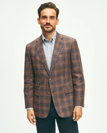 Traditional Fit Plaid Hopsack Sport Coat in Linen-Wool Blend, image 1