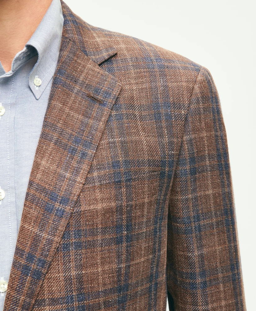 Traditional Fit Plaid Hopsack Sport Coat in Linen-Wool Blend, image 2