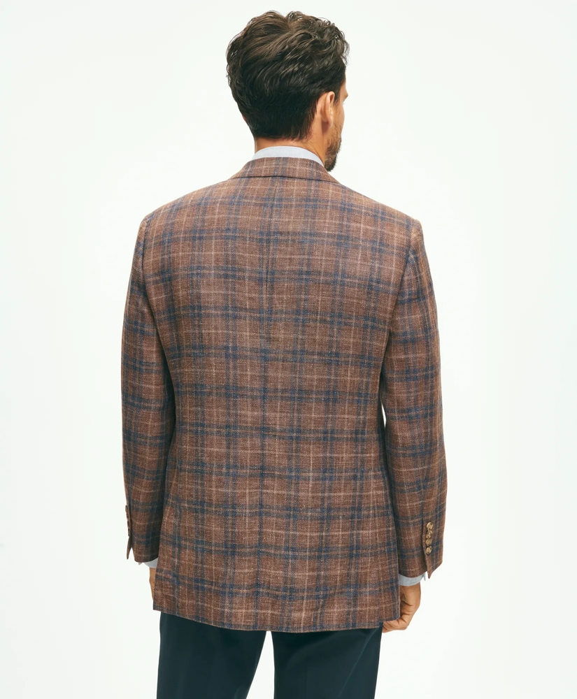 Traditional Fit Plaid Hopsack Sport Coat in Linen-Wool Blend, image 3