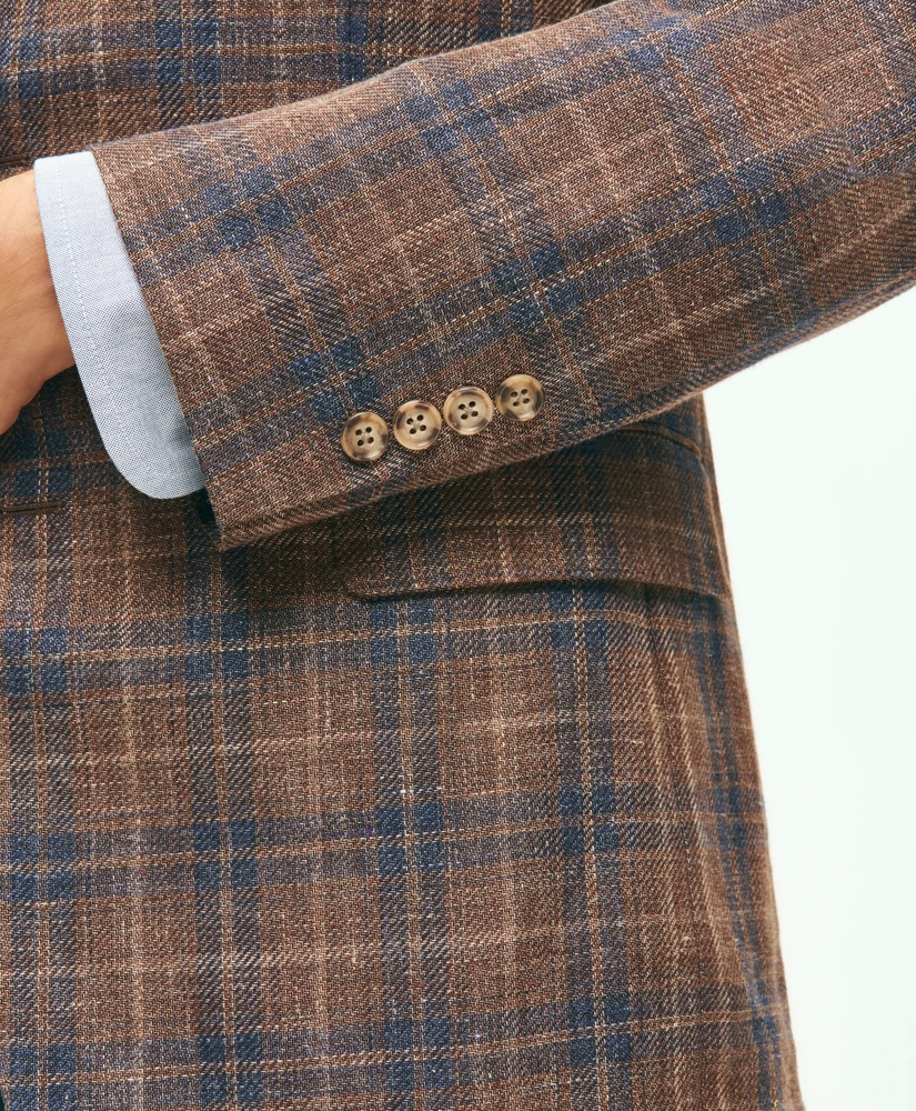 Traditional Fit Plaid Hopsack Sport Coat in Linen-Wool Blend, image 4