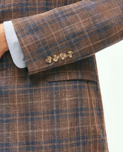 Traditional Fit Plaid Hopsack Sport Coat in Linen-Wool Blend, image 4