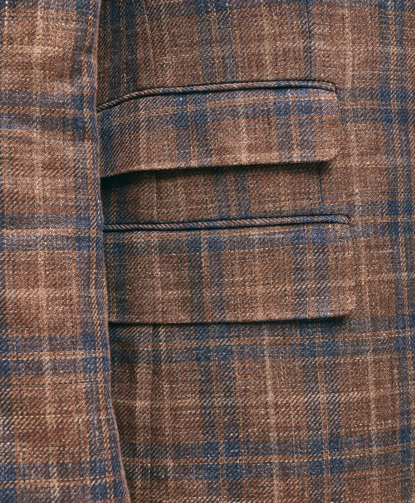 Traditional Fit Plaid Hopsack Sport Coat in Linen-Wool Blend, image 5