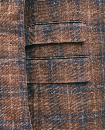 Traditional Fit Plaid Hopsack Sport Coat in Linen-Wool Blend, image 5